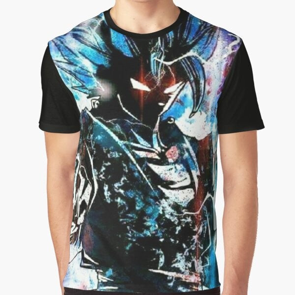 Gogeta SSJ God Blue Graphic T-Shirt, featuring the iconic Dragon Ball character in his powerful Super Saiyan God Blue form.