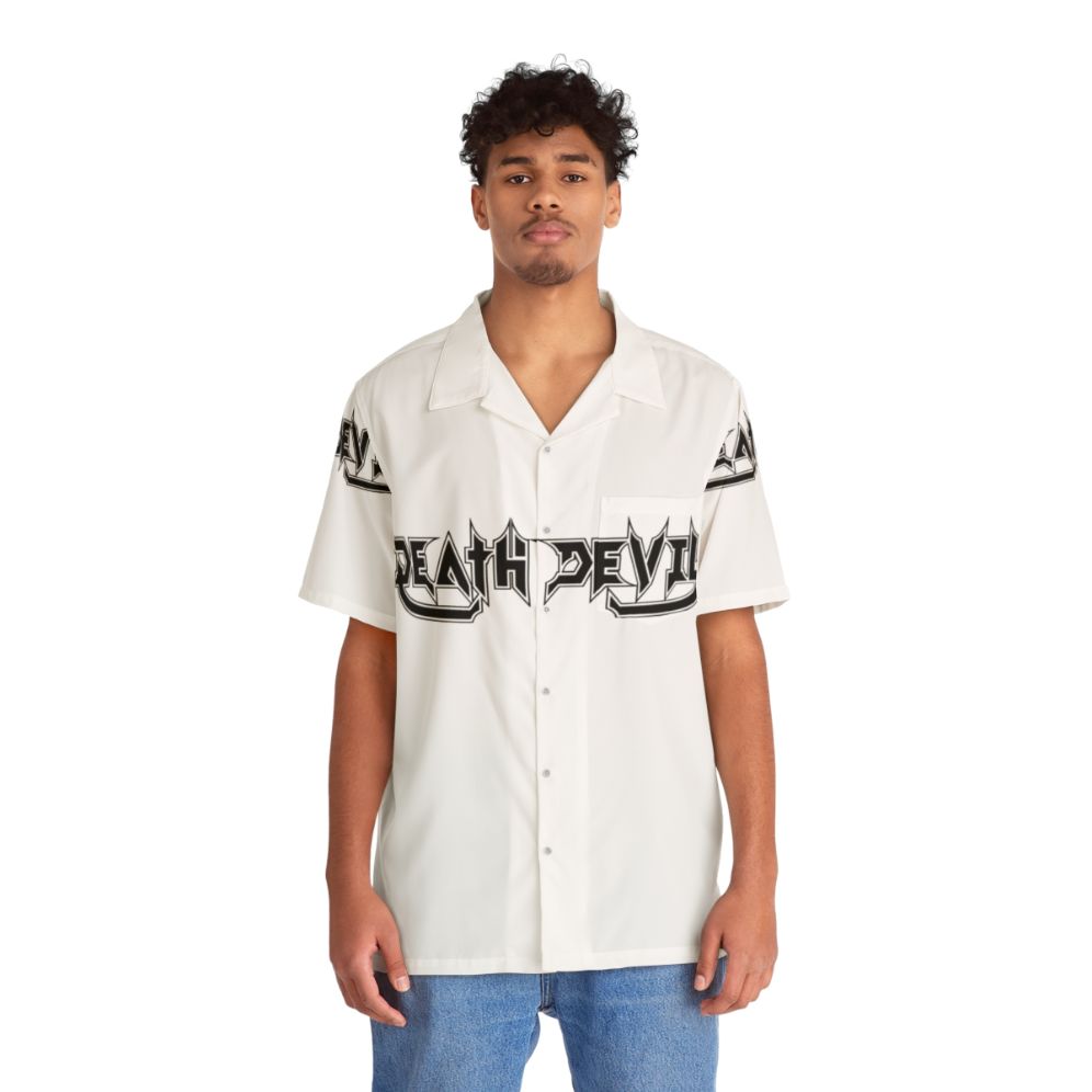 Death Devil Hawaiian Shirt featuring an anime-style graphic - People Front