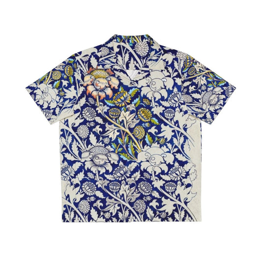 Vintage-Inspired Art Nouveau Hawaiian Shirt with William Morris Botanical Floral Design