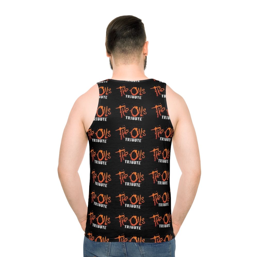 Midnight Oil Tribute Orange Logo Unisex Tank Top - men back