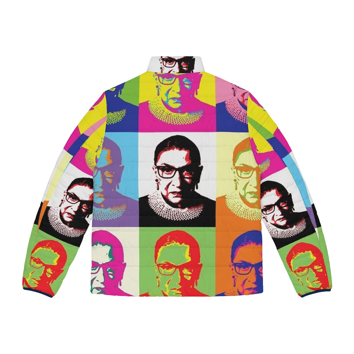 Ruth Bader Ginsburg Puffer Jacket with Feminist Artwork - Back