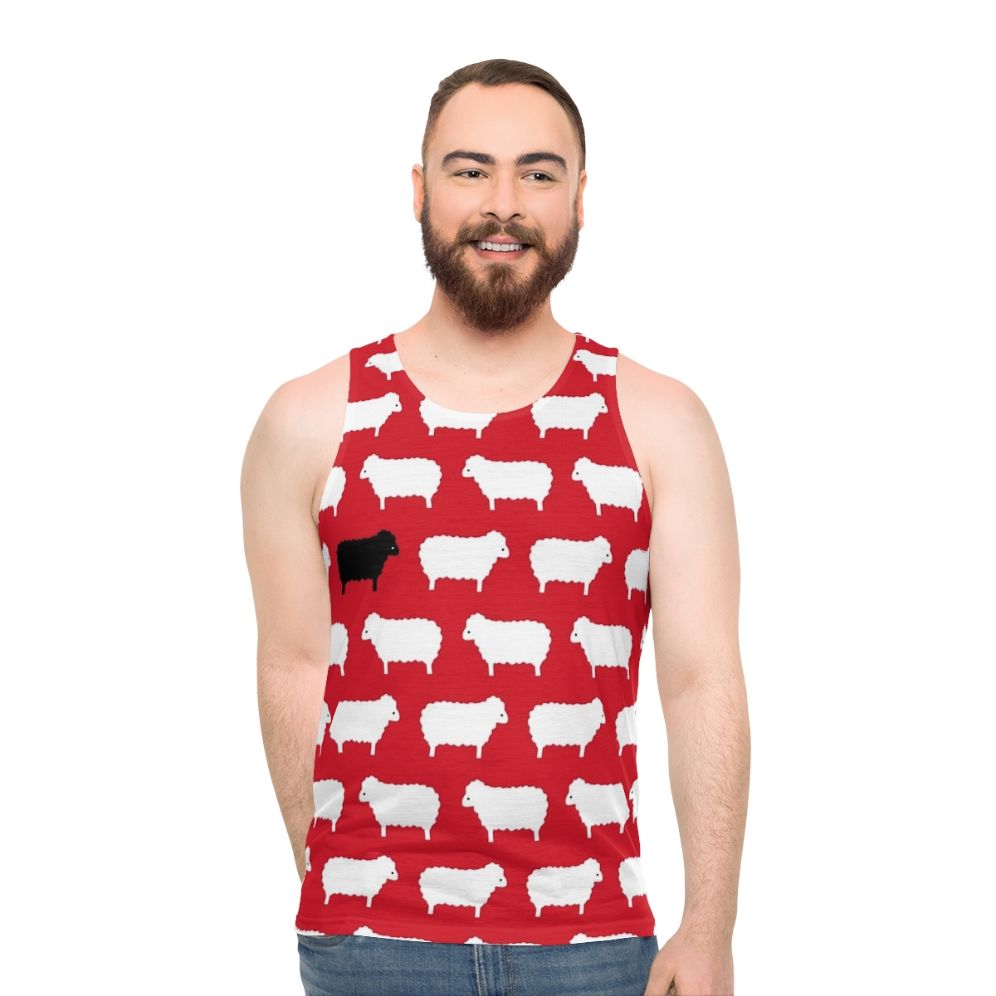 Black sheep pattern unisex tank top - men