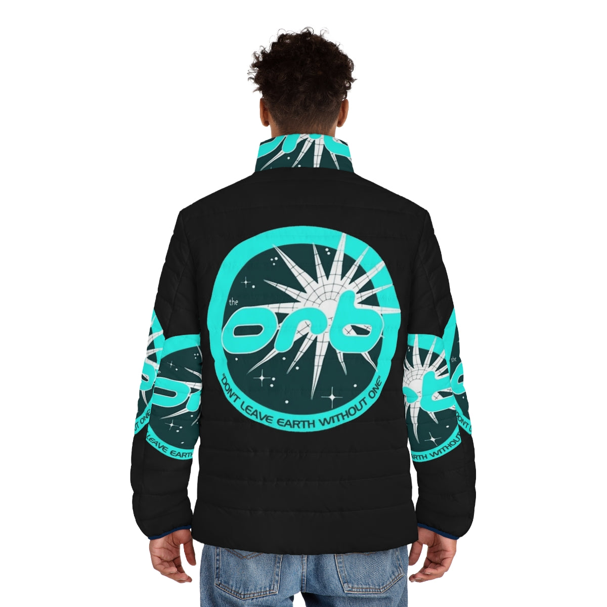 The Orb electronic music-inspired 90s art puffer jacket - men back