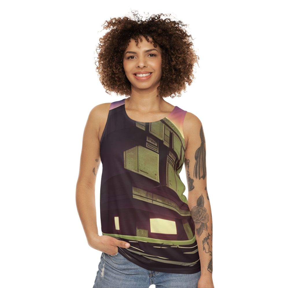 Monolith Unisex Tank Top - Futuristic Brutalist Synthwave Design - women