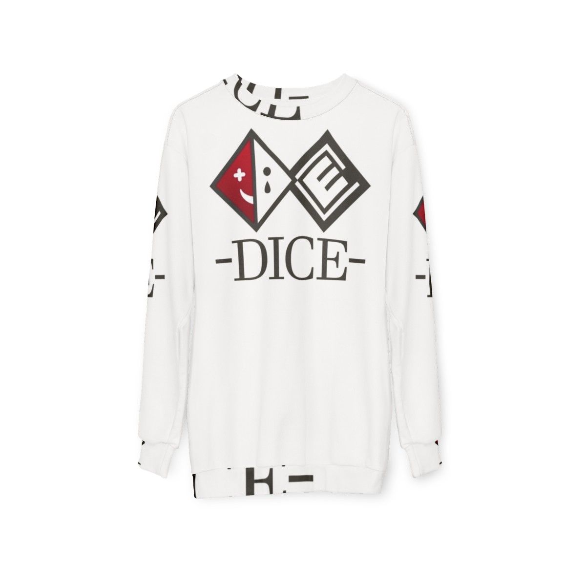 Dice logo sweatshirt featuring Kokichi Ouma from Danganronpa - hanging