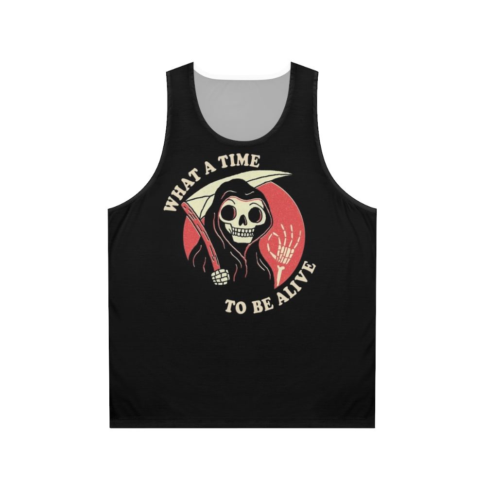 Unisex "What A Time To Be Alive" Grim Reaper Retro Tank Top