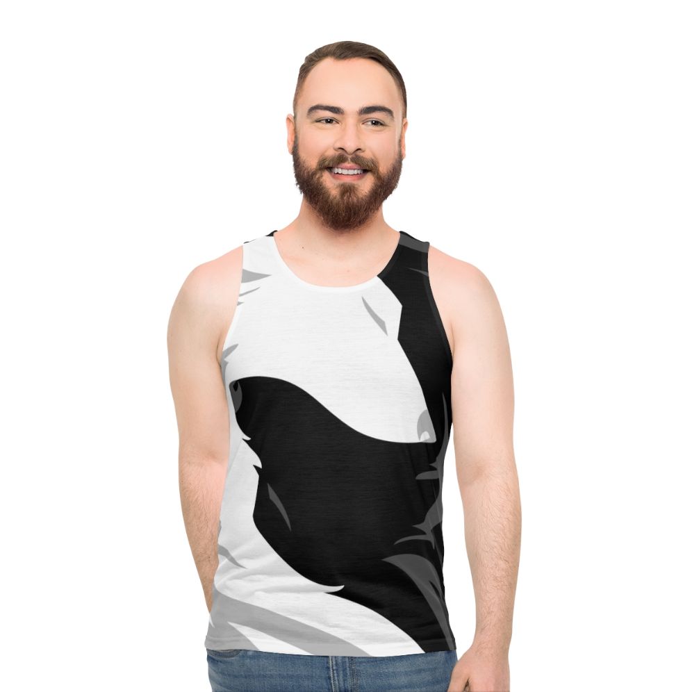 Wolf love unisex tank top, minimalist black and white graphic - men