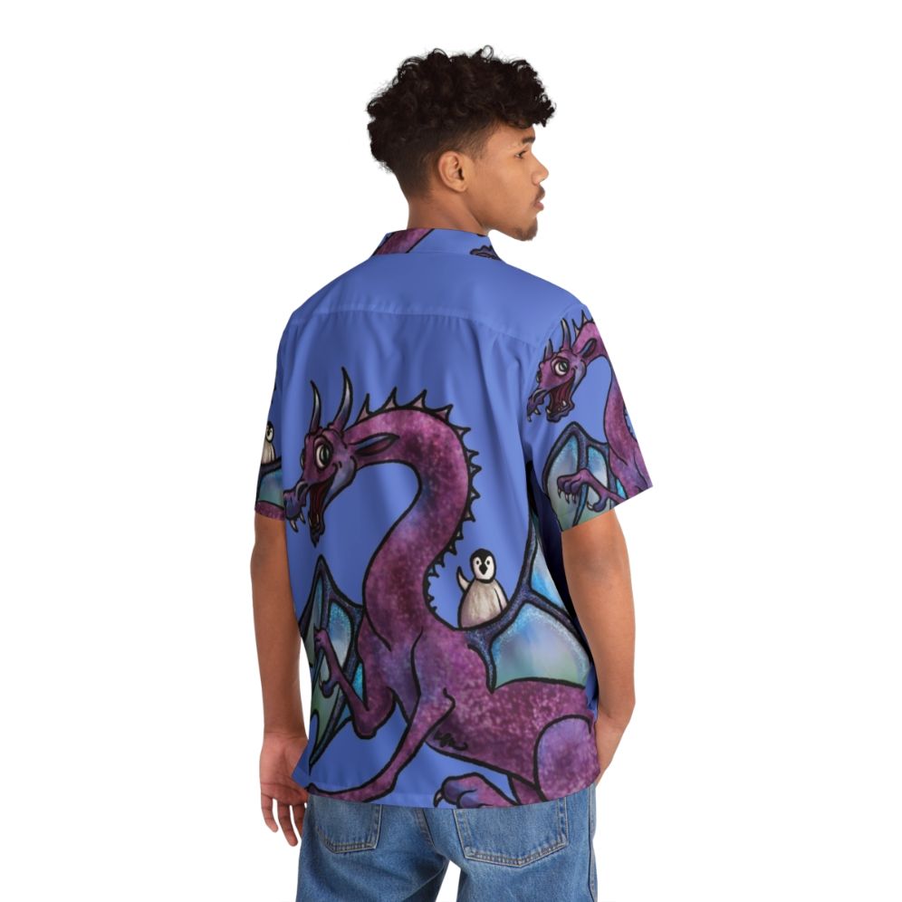 Penguin and dragon fantasy art on a Hawaiian shirt - People Back