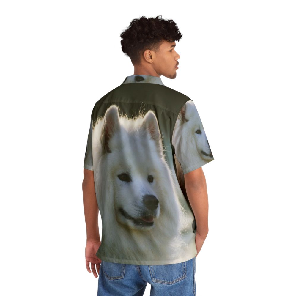 Samoyed Hawaiian Shirt with Cute Arctic Puppy - People Back