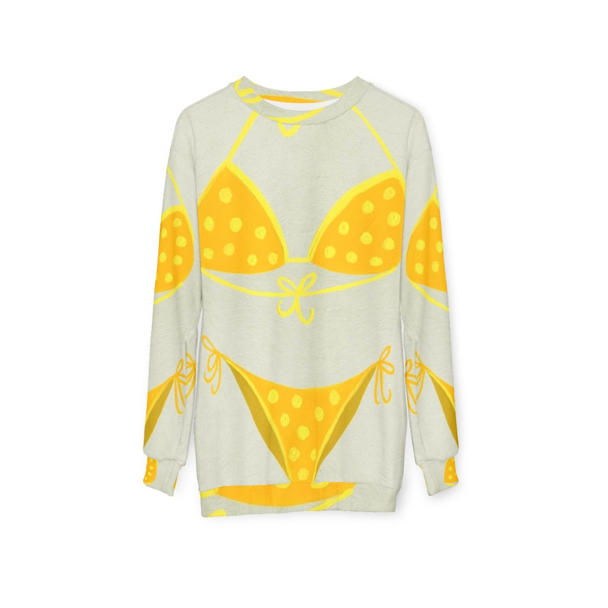 Vintage yellow polka dot sweatshirt with lyrics and quotes - hanging