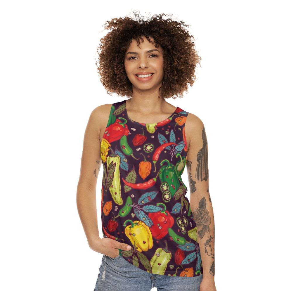 Spicy chili pepper vegetable unisex tank top - women