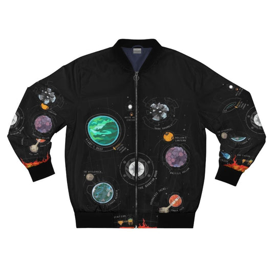 Outer Wilds-inspired bomber jacket featuring the solar system and astral elements