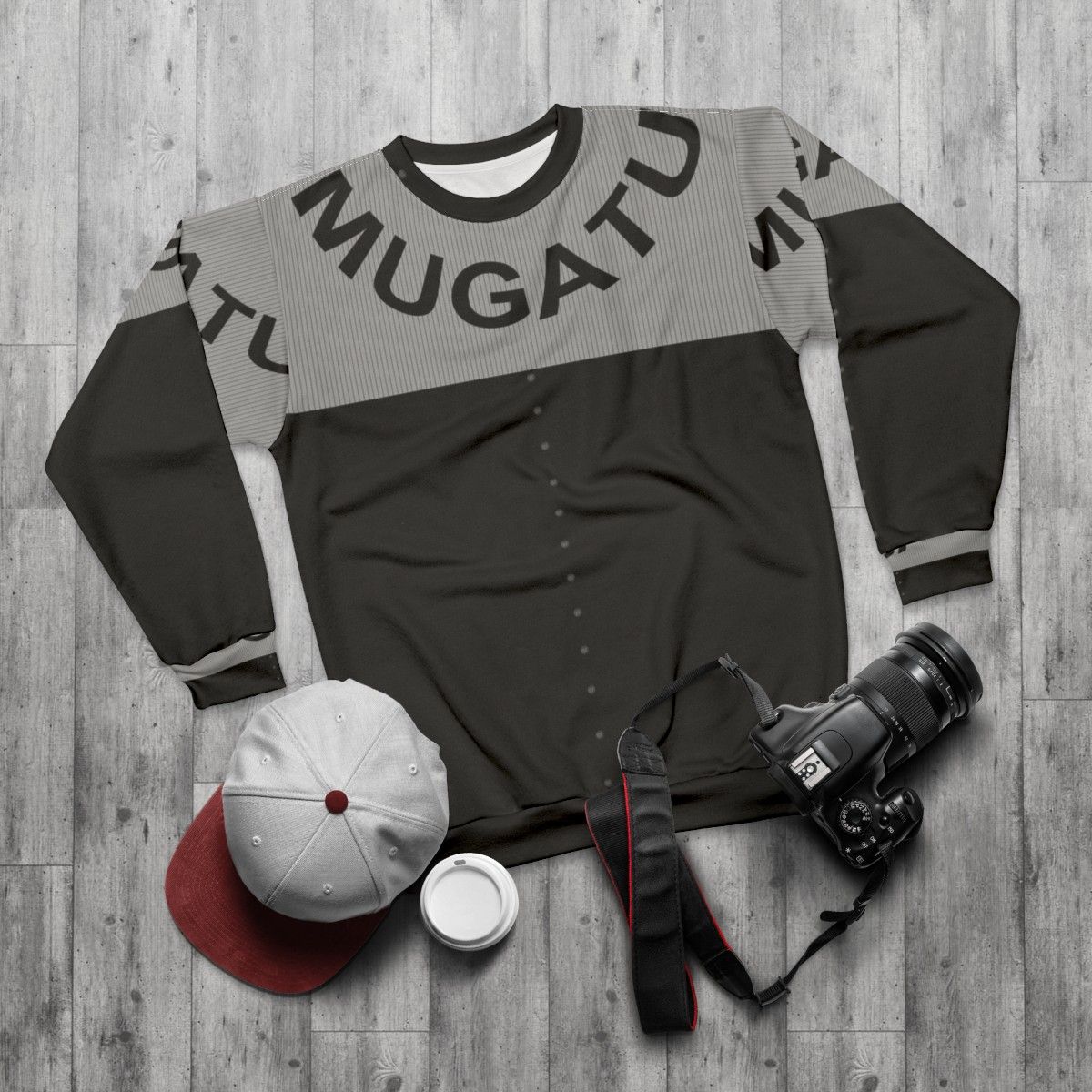 Mugatu Sweatshirt with Zoolander and Derek Artwork - flat lay