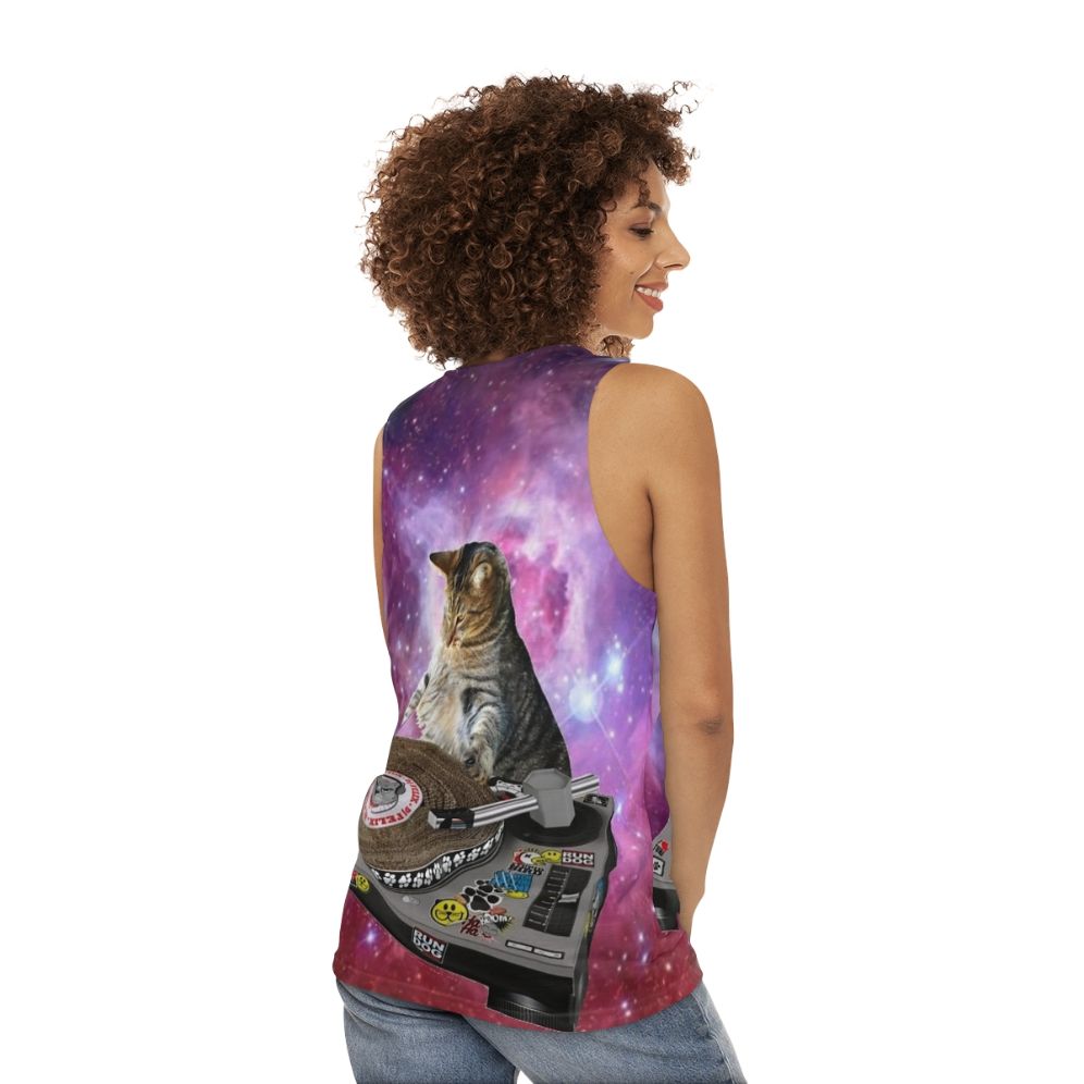 Dj Space Cat Unisex Tank Top - women back