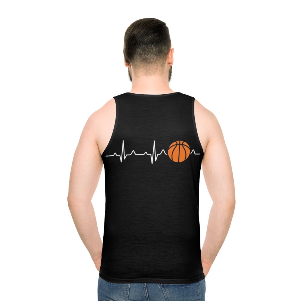 Basketball Heartbeat Unisex Tank Top - men back