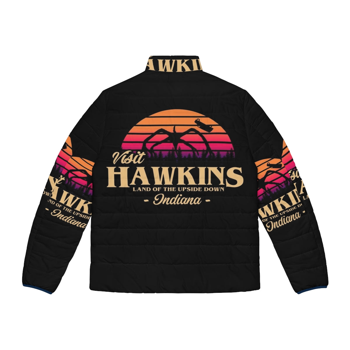 Retro Hawkins Puffer Jacket with Stranger Things inspired design - Back