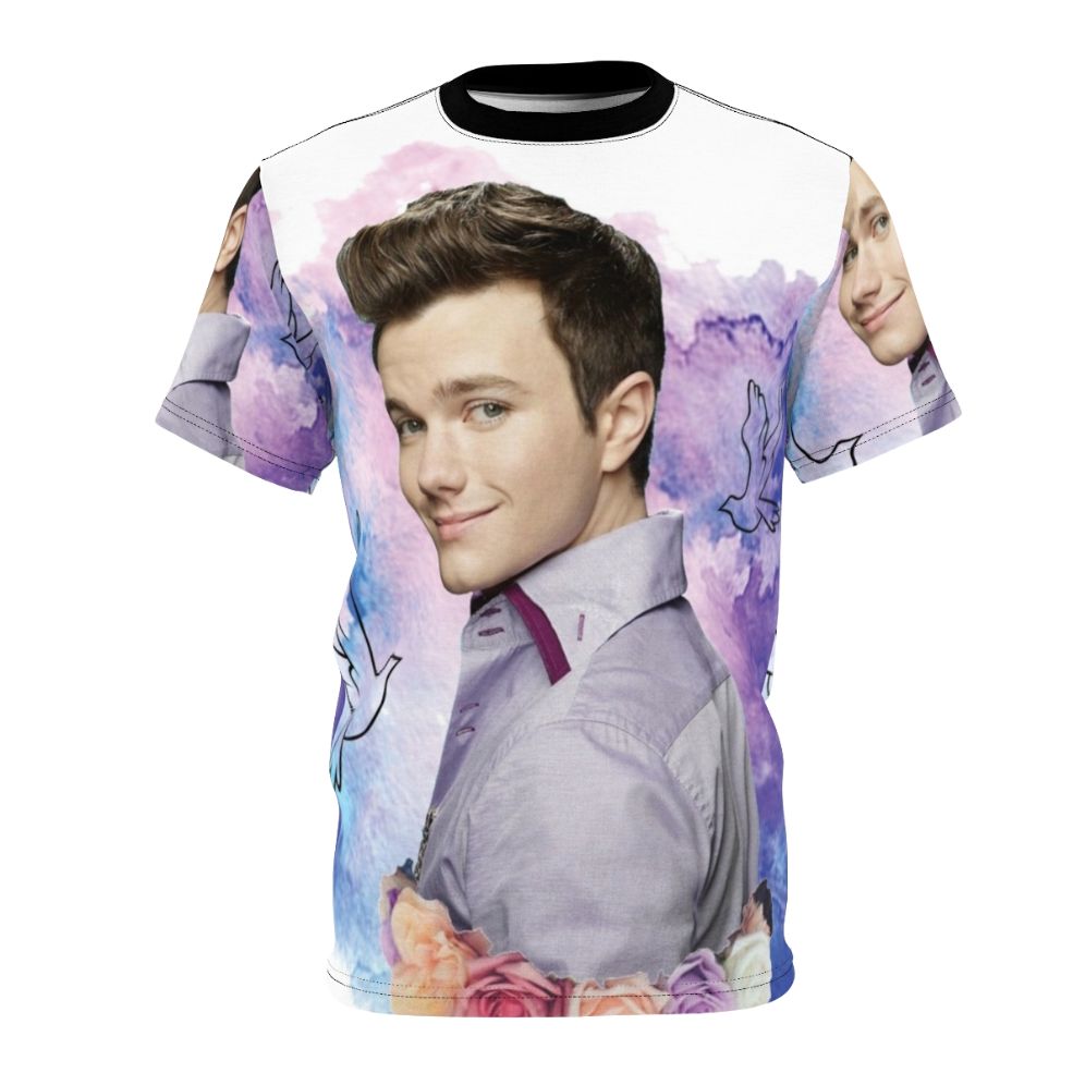 Vibrant water colour t-shirt design featuring characters from the hit TV show Glee, including Kurt Hummel.