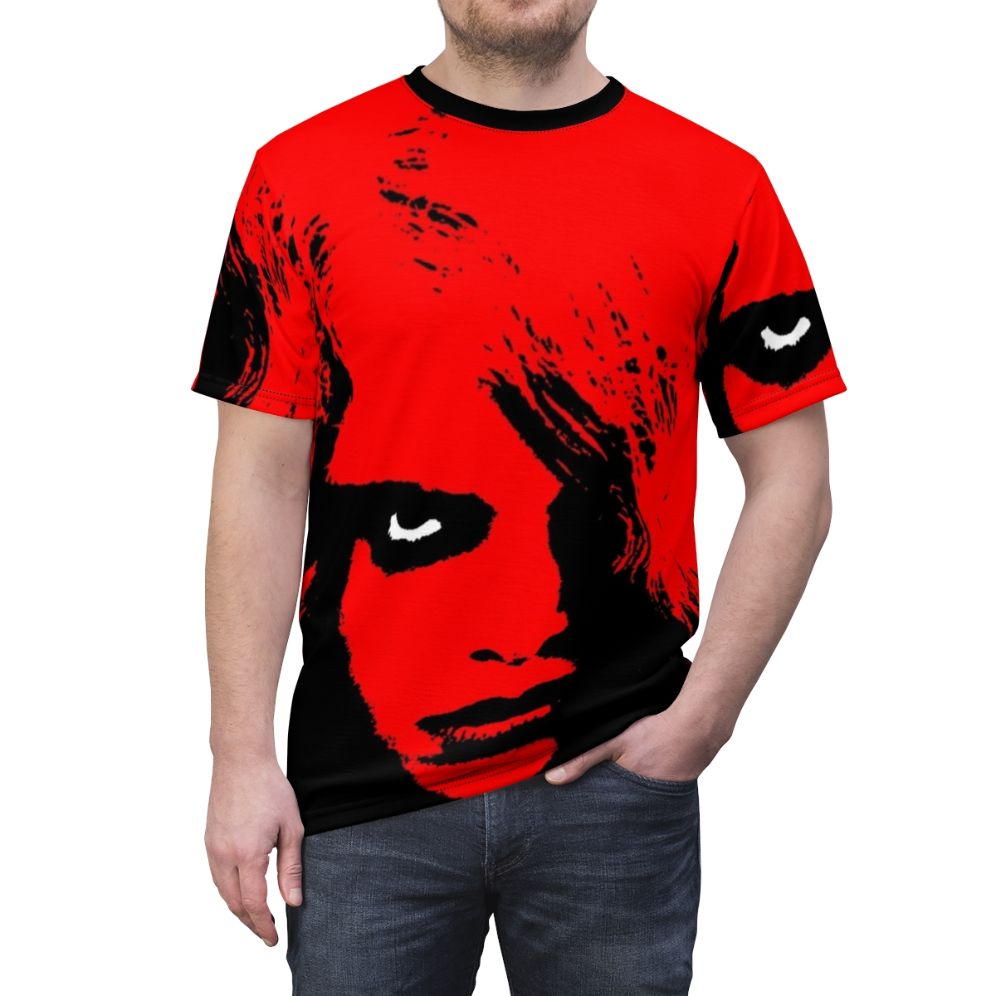 Retro-style graphic t-shirt featuring a Night of the Living Dead inspired zombie design - men front