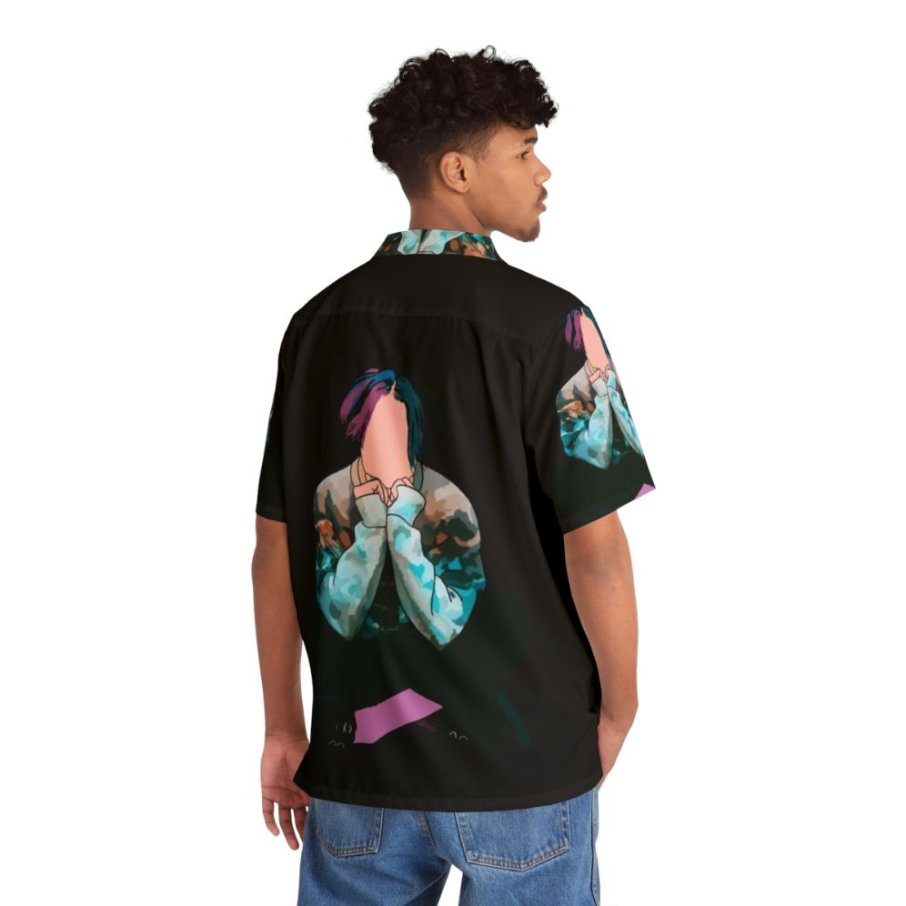 Yungblud-themed Hawaiian shirt with black and pink design - People Back