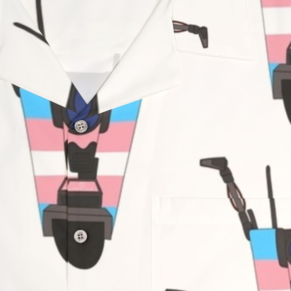 Borderlands Trans Pride Claptrap Hawaiian Shirt - Detail