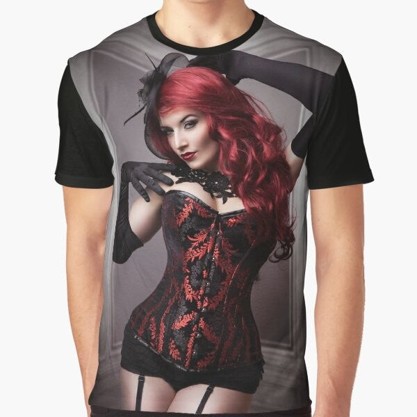 Diva graphic t-shirt for women featuring a gothic, goth, and red-haired design