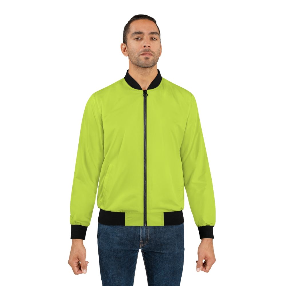 Chartreuse green solid color bomber jacket with porch pirates coordinate design - Lifestyle