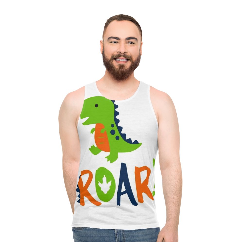 Roaring dinosaur unisex tank top - men