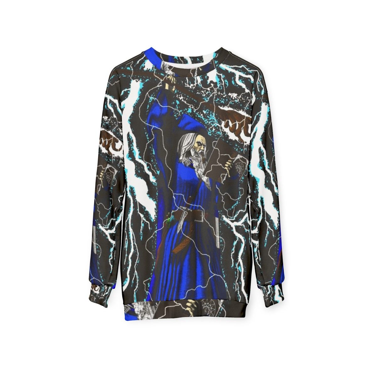 Traditional high fantasy wizard blue sweatshirt - hanging