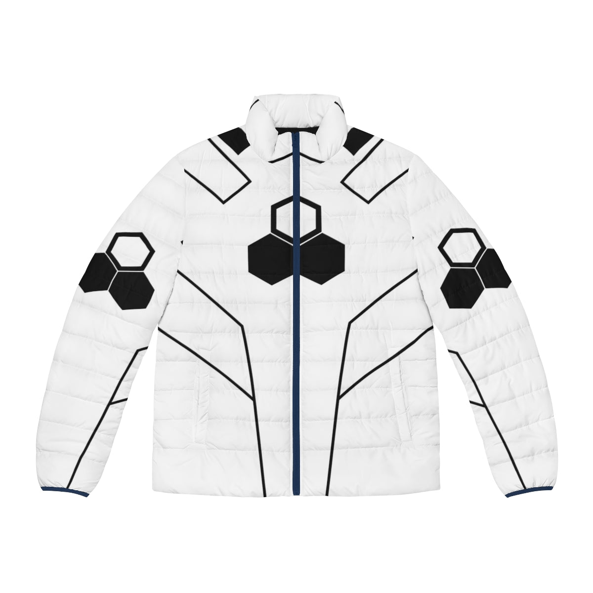 Future Foundation Fantastic Puffer Jacket with Hexagon Emblem - Sci-Fi Superhero Cosplay from Marvel Comics