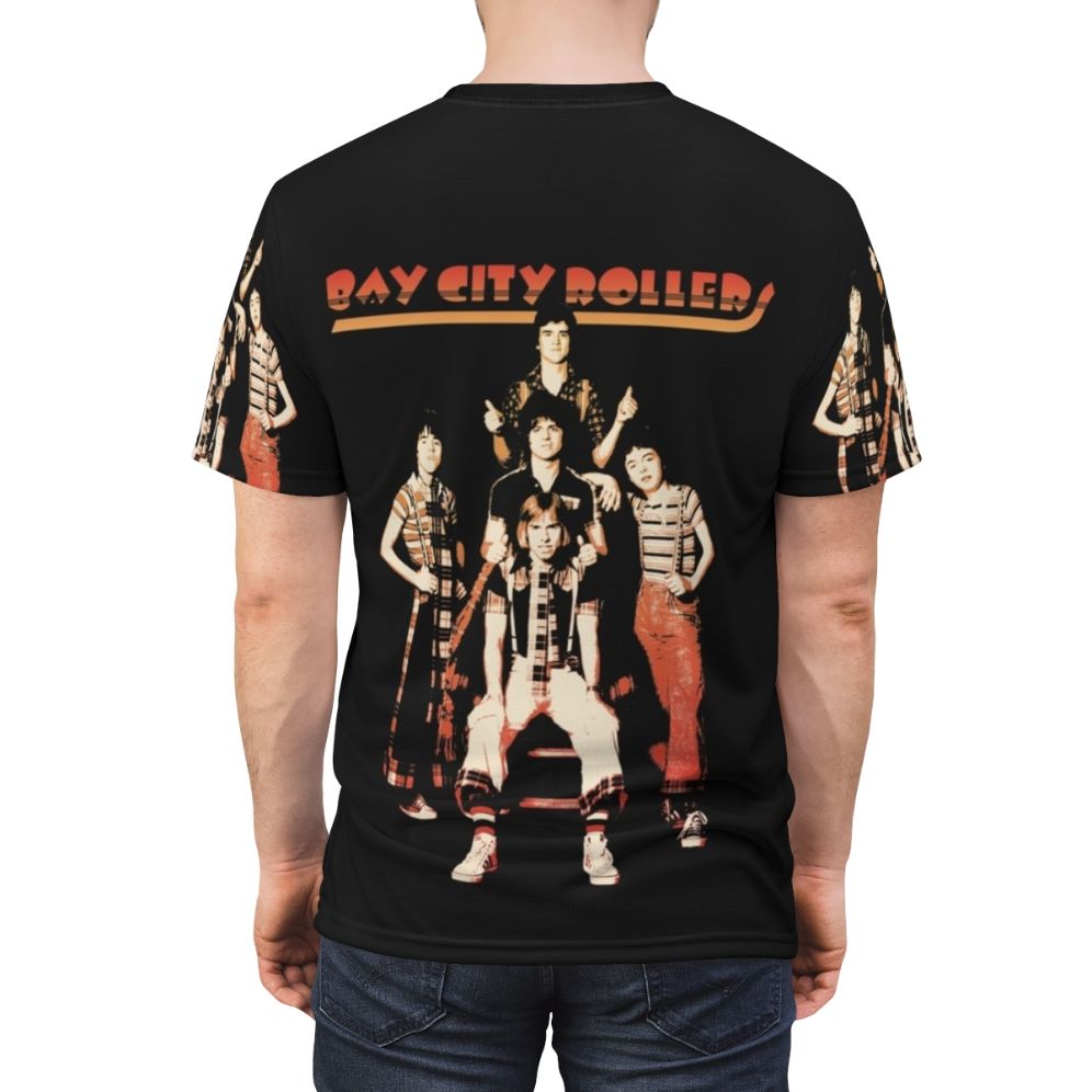 Retro-style t-shirt featuring the iconic Bay City Rollers band logo and design - men back