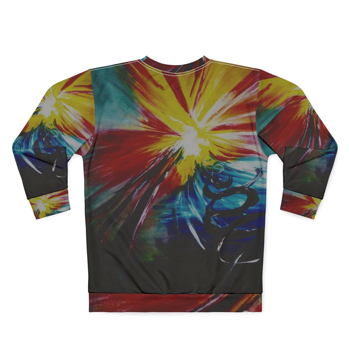 Bipolar Sweatshirt with Abstract Artistic Design Depicting Emotional Extremes - Back