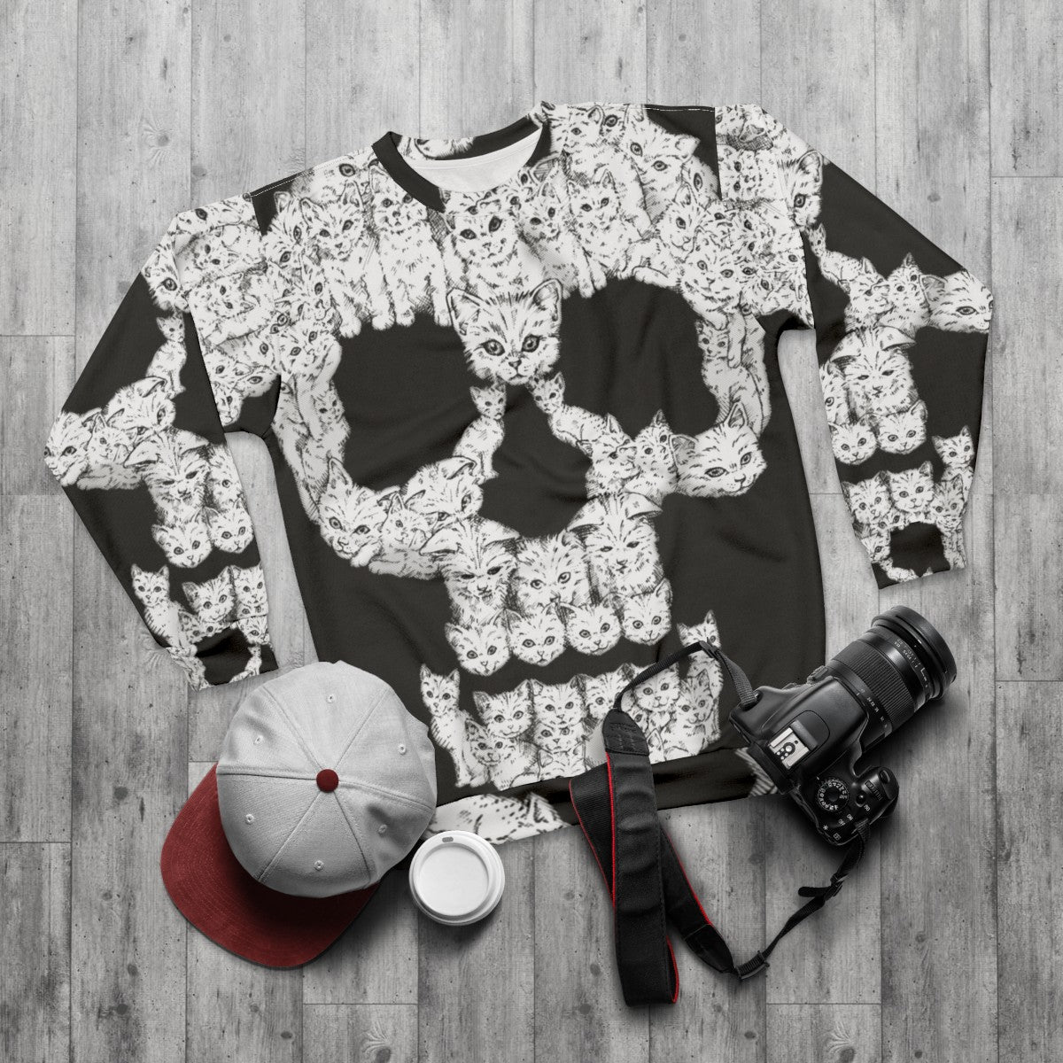 Tough and Edgy Skulls Sweatshirt - flat lay