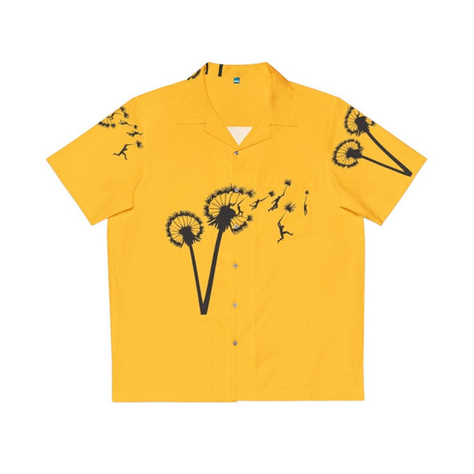 Dandelion People Flight Hawaiian Shirt featuring a retro-inspired design with flying people silhouettes