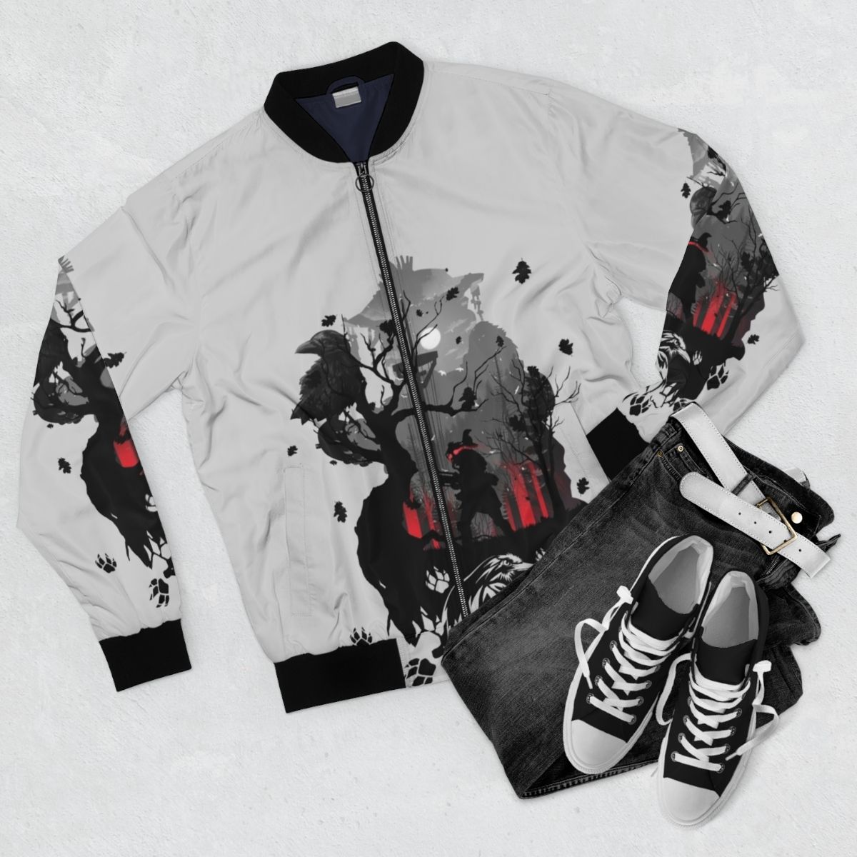 Apex Legends Bloodhound Bomber Jacket - Gaming Apparel for Apex Legends Fans - Flat lay