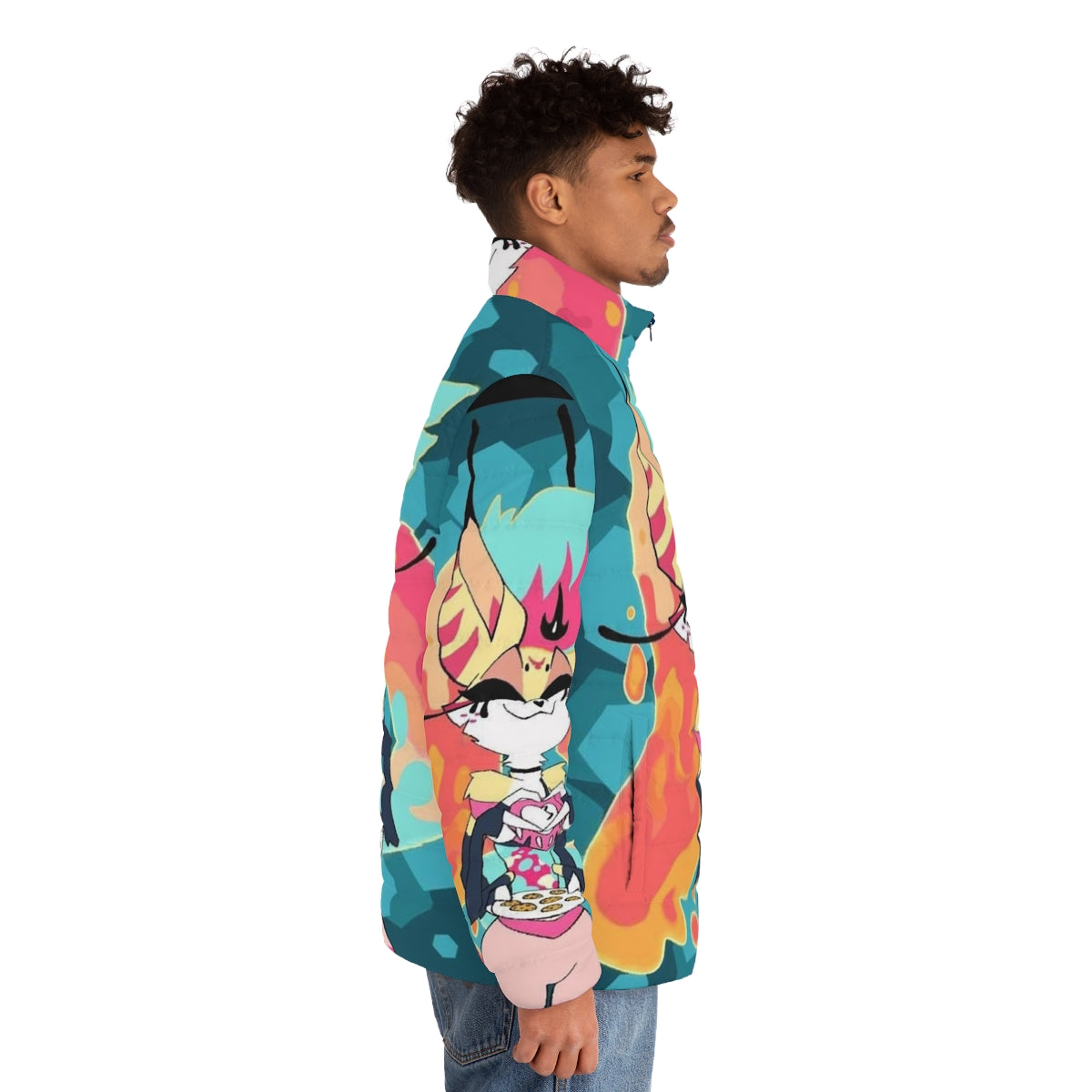 Helluva Boss Beelzebo Puffer Jacket - Anime inspired winter outerwear featuring the demonic character Beelzebub - men side right