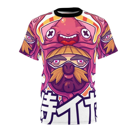 Samurai Squid Cartoon Character T-Shirt