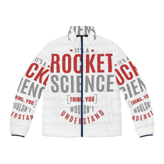 Rocket Science Puffer Jacket featuring a graphic design for tech-savvy individuals