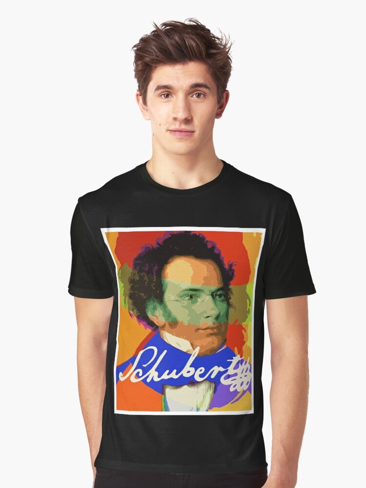 Schubert graphic t-shirt featuring a stylized design for classical music enthusiasts - Men