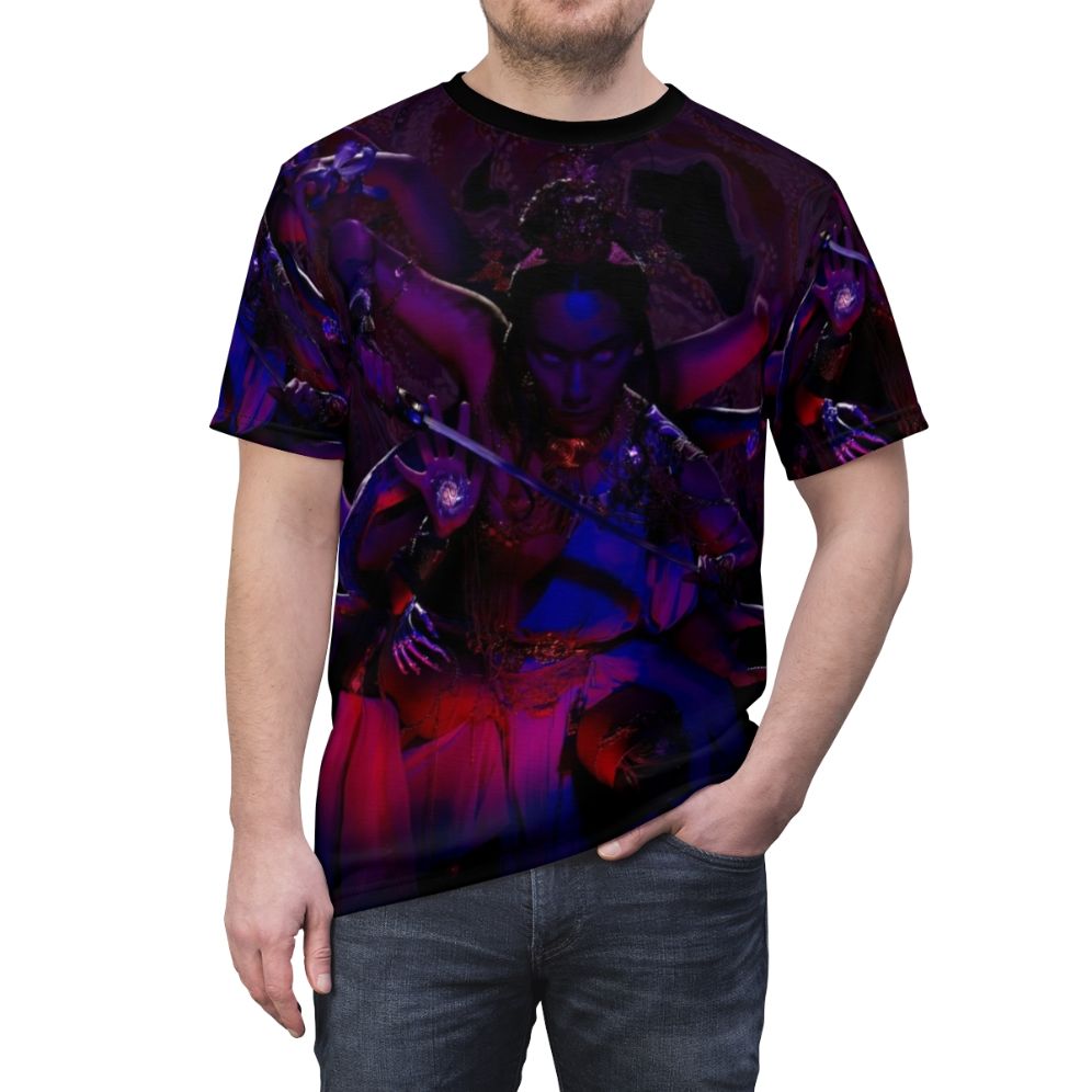 Vibrant graphic tee featuring the Ziyoou-vachi Japanese rock band logo and design - men front