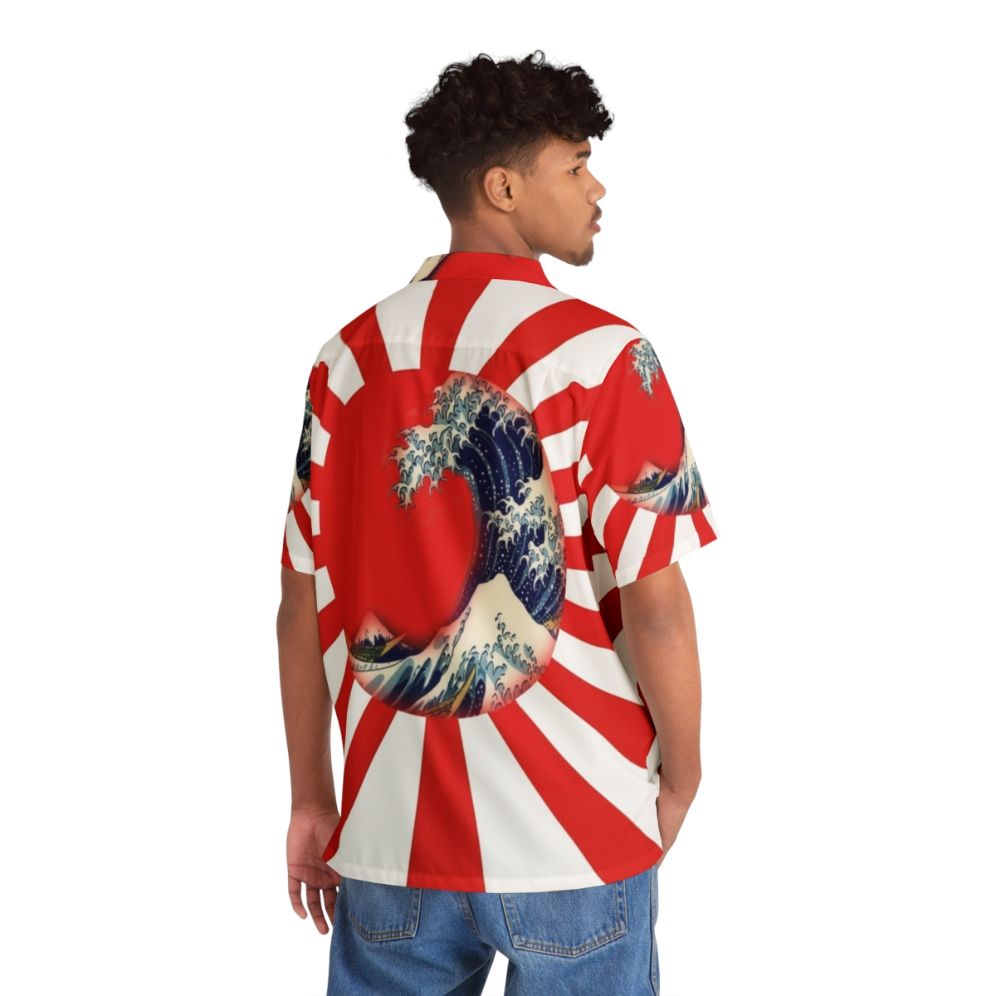 Stylish Hawaiian shirt featuring the iconic "Great Wave off Kanagawa" by Hokusai - People Back