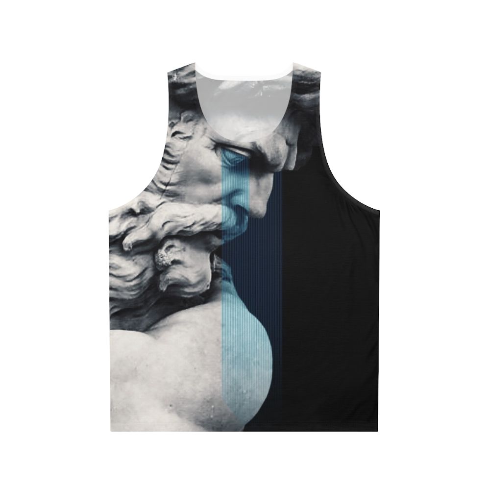 Degeneration unisex tank top with graphic design inspired by Greek mythology