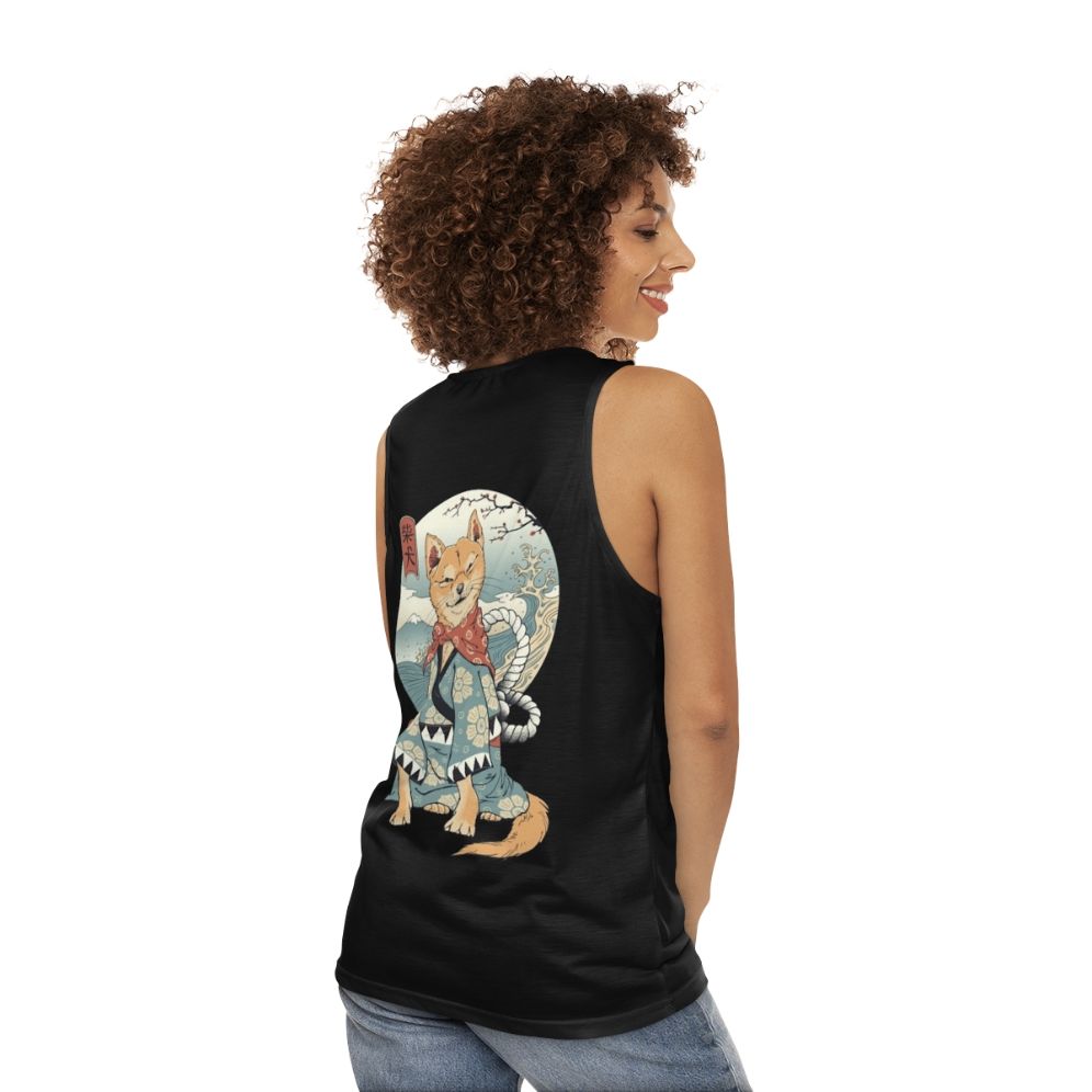 Shiba Inu Unisex Tank Top with Ukiyo-e Inspired Graphic - women back