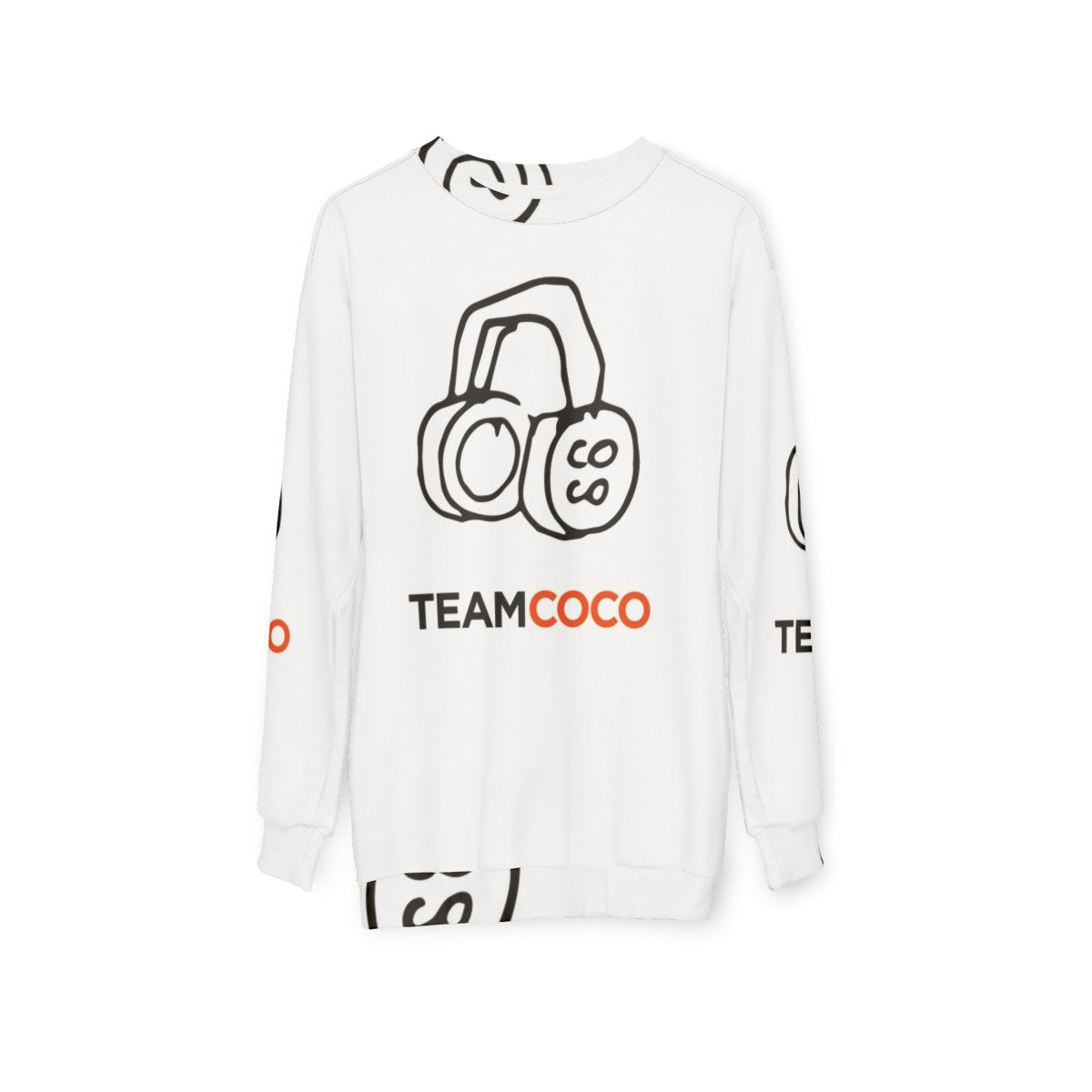 Conan O'Brien Team Coco Headphones Doodle Sweatshirt - hanging