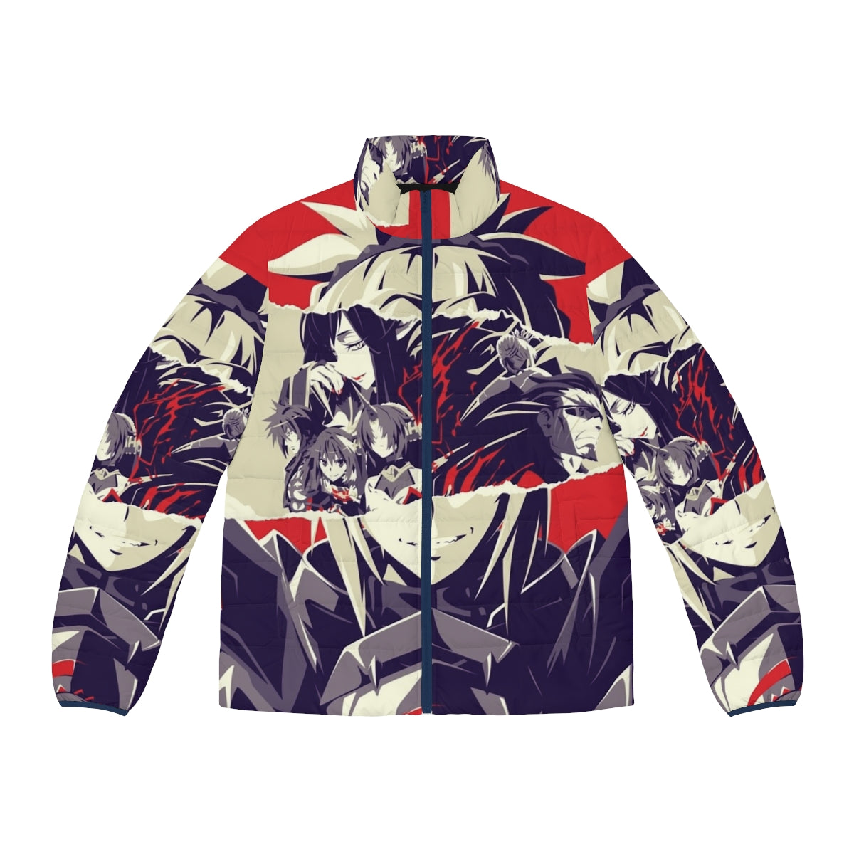 Red puffer jacket featuring characters from the Fate Apocrypha anime series