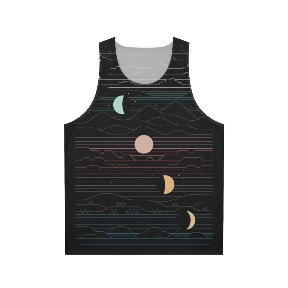 Unisex tank top with a celestial moon design