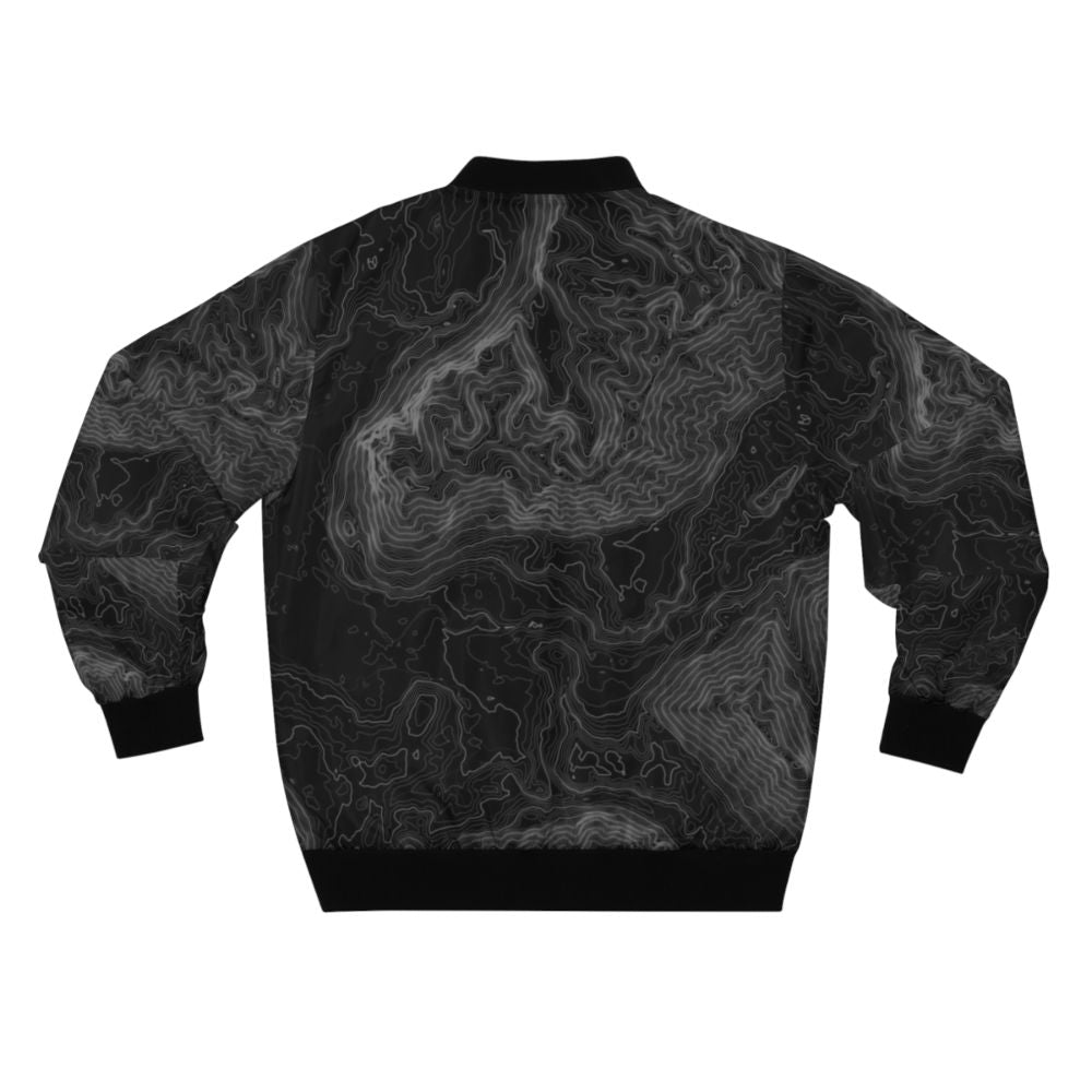 North Bend Topographical Map Bomber Jacket with Mountain and Hiking Iconography - Back