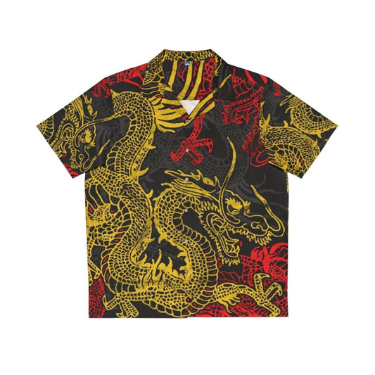 Golden Chinese dragon pattern Hawaiian shirt