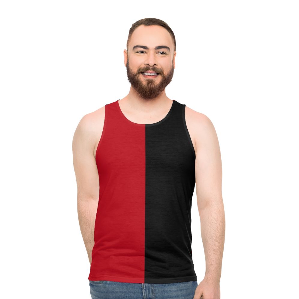 Unisex black and red graphic tank top - men