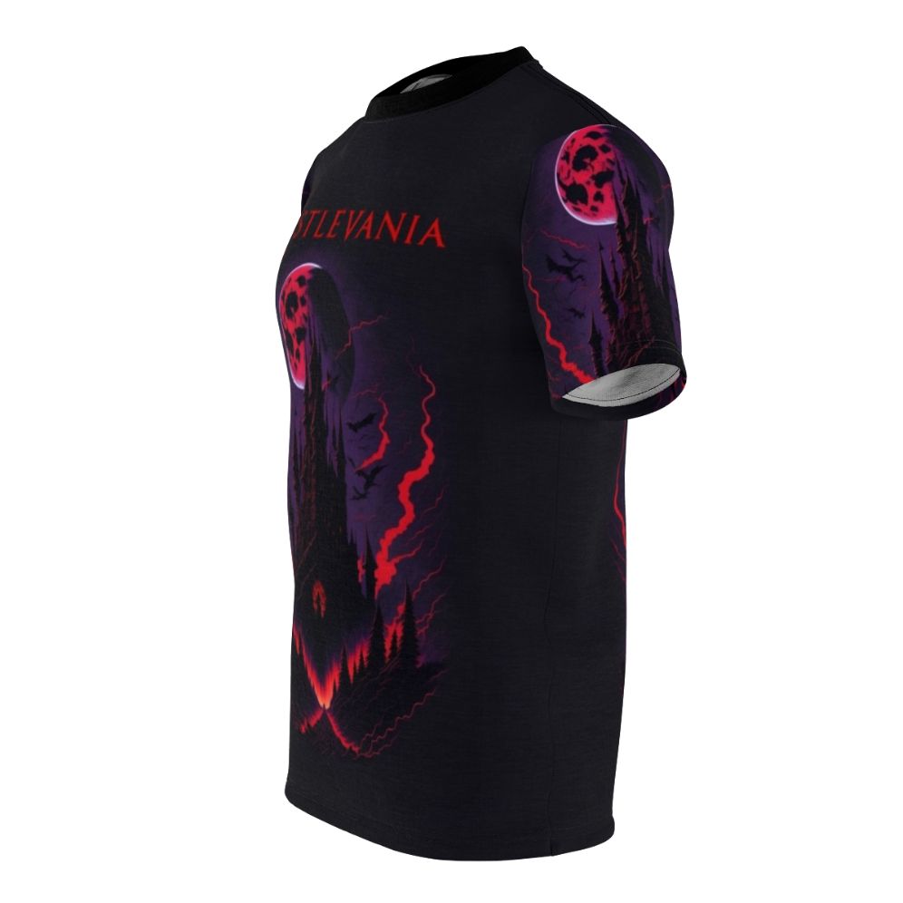 A high-quality t-shirt featuring a Castlevania-inspired design, perfect for fans of the Netflix series and anime. - men left