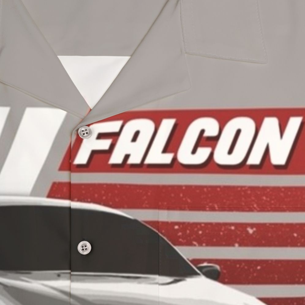 Au Falcon Hawaiian Shirt featuring the iconic Ford Falcon - Detail